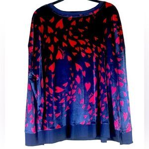 Simply Vera Long Sleeve Red and Black Heart Pajama Top Size 1X NWT 🏳️